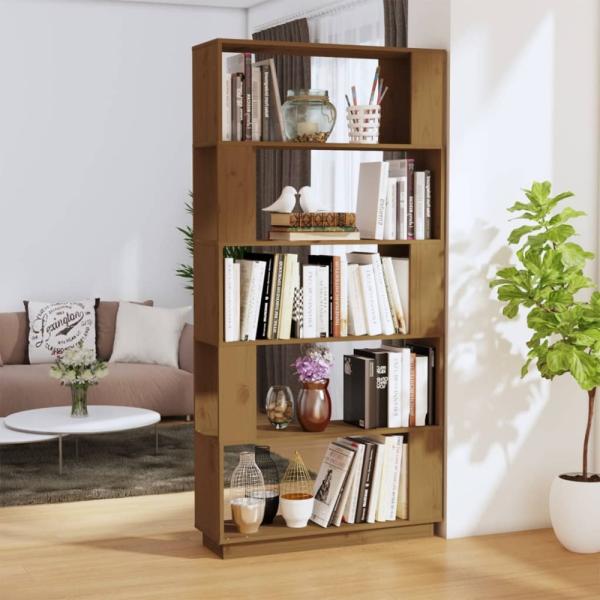 vidaXL Bücherregal/Raumteiler Honigbraun 80x25x163,5 cm Massivholz 814067