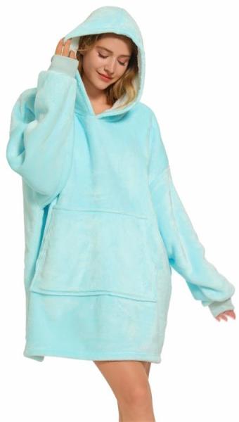 Deckenpullover Pullover Decke Kuscheldecke Oversize Unisex Hellblau