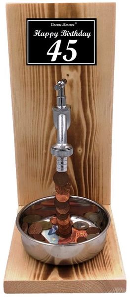 Eiserne Reserve® Geschenkbox Happy Birthday 45 Geburtstag - Eiserne Reserve Geldhahn - Geld versche