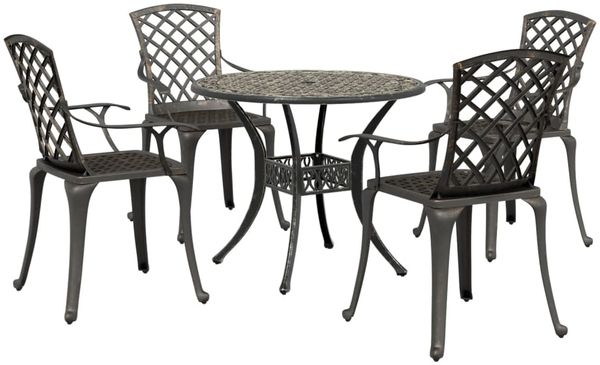 vidaXL 5-tlg. Garten-Essgruppe Bronzen Aluminiumguss 3216334