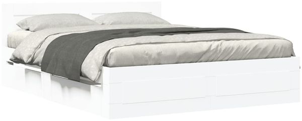 Doppelbett, Bettgestell Modernen mit Kopfteil ohne Matratze Weiß 160x200 cm d1024e