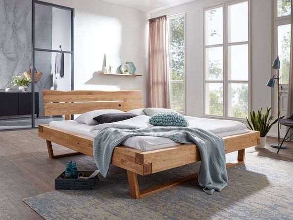 Doppelbett 180x200cm 'Silva' Wildeiche massiv geölt