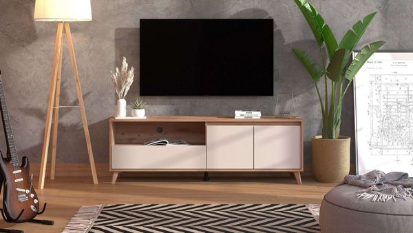 INOSIGN TV-Board Stirling, TV-Kommode, TV-Board, TV-Schrank, Breite 158,5 cm, in 2 Farbausführungen, 2 Türen, mit Schublade