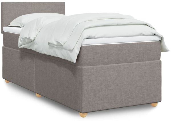 vidaXL Boxspringbett mit Matratze Taupe 90x200 cm Stoff 3286560