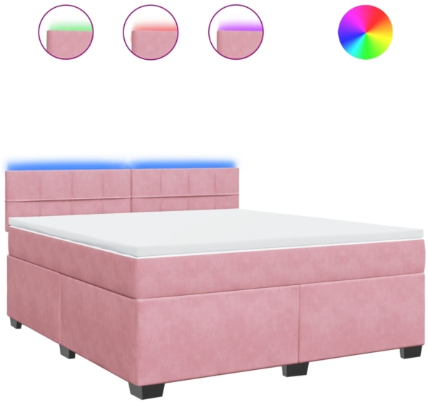 vidaXL Boxspringbett mit Matratze Rosa 180x200 cm Samt 3288683