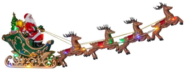 LED-Weihnachtsszene "Deerville", Santa ,Schlitten, Bild 1