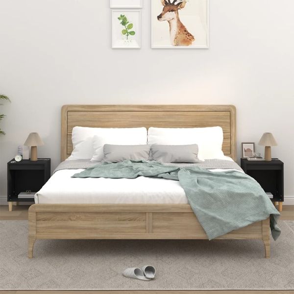 vidaXL Nachttische 2 Stk. Schwarz 40 x 35 x 50 cm [821861]