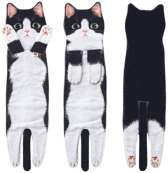 FOUORTUNATE-BEE Handtücher Lustiges Katzen-Handtuch zum Aufhängen für Küche und Bad, Katzenform-Handtuch Geschenkidee für Frauen, Geburtstag, Muttertag