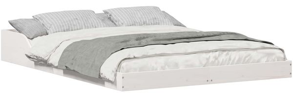 vidaXL Bettrahmen Weiß 140 x 190 cm Massives Kiefernholz 873320 Bild 2