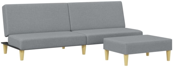 vidaXL Schlafsofa 2-Sitzer mit Fußhocker Hellgrau Stoff 3216224