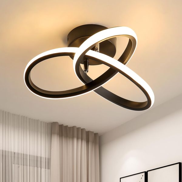 Comely LED Deckenleuchte Moderne, 22W Creative Flower Form LED Deckenlampe Schwarz LED Lampe Deckenbeleuchtung für Wohnzimmer Schlafzimmer Esszimmer Flur Balkon, Ø24CM, Warmweiß 3000K