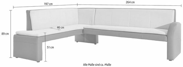 exxpo - sofa fashion Eckbank Cortado, elegant und modern mit hohem Sitzkomfort, hohe Bodenfreiheit, schöne Detailverarbeitung, wahlweise Lederbezug