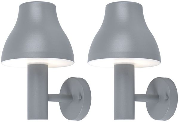 2er Set LED Down Wandleuchte, ALU, grau, H 29 cm