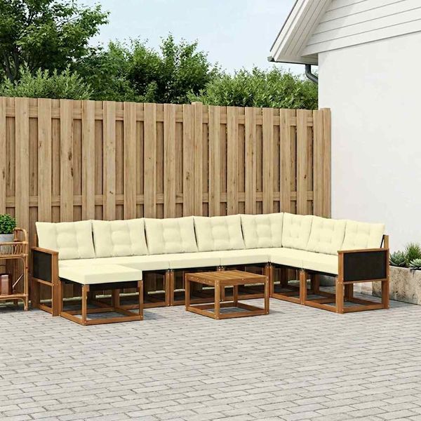 vidaXL Outdoor-Sofagarnitur mit Kissen 9 pcs Natur und Creme 3382150