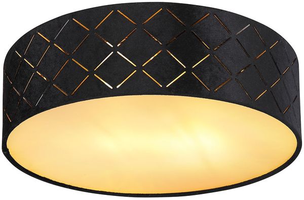 LED Deckenleuchte, schwarz, Samt, Dekorstanzungen, 26 cm