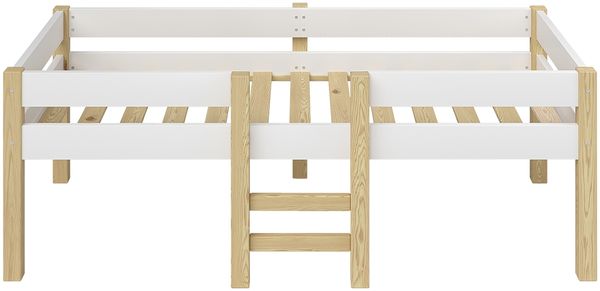 Bellabino 'Aspy' Halbhochbett 90x200 cm mit Matratze, weiß, Kinderbett mit Rausfallschutz und Lattenrost, Hochbett mit Leiter Bild 12
