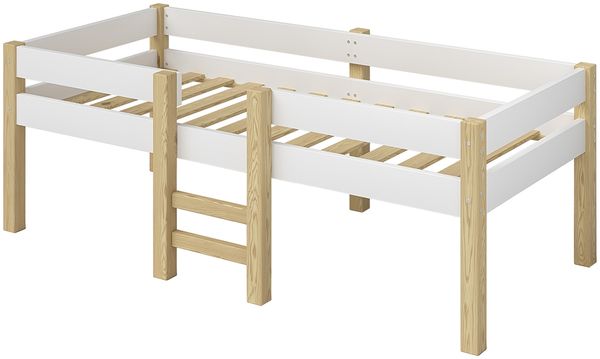 Bellabino 'Aspy' Halbhochbett 90x200 cm mit Matratze, weiß, Kinderbett mit Rausfallschutz und Lattenrost, Hochbett mit Leiter Bild 11