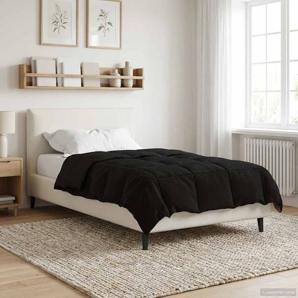 vidaXL Winterbettdecke Gepolstert Schwarz 140 x 220 cm Mikrofaser 42026098