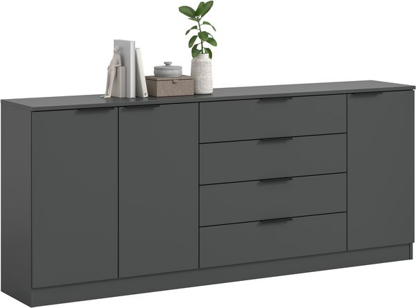 Kommode (B/H/T: 185x80x35 cm) in anthrazit