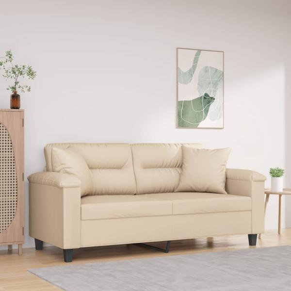 vidaXL 2-Sitzer-Sofa mit Kissen Creme 140 cm Mikrofasergewebe 3200975