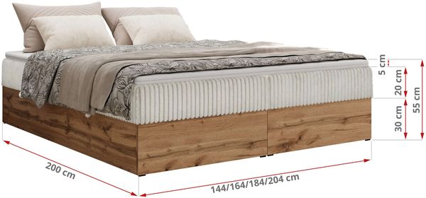 Polsterbett mit Bettkasten, Boxspringbett ohne Kopfteil WOOD ZERO, 7-Zonen Multipocket-Matratze und Topper, modernes Bett für Schlafzimmer - Beige Cordstoff - 140 x 200 cm - H4 Bild 6
