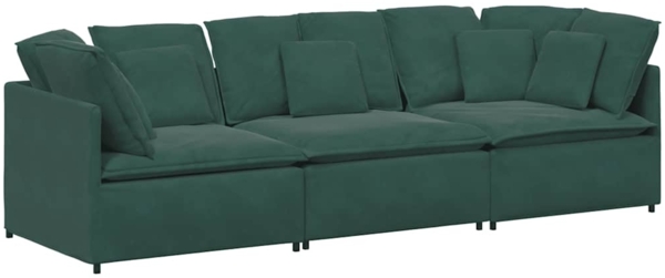 vidaXL Modulares Sofa mit Kissen Samt Dunkelgrün 3321281