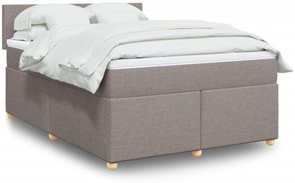 vidaXL Boxspringbett mit Matratze Taupe 140x200 cm Stoff 3289000