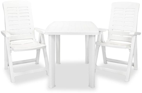 vidaXL 3-tlg. Bistro-Set Kunststoff Weiß 275073