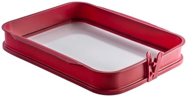 coox Auflaufform Auflaufform groß mit Glas-Servierplatte, Silikon, (1-St), Kuchenform Servierplatte