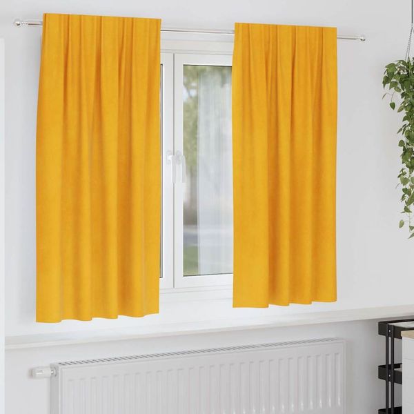 vidaXL Verdunkelungsvorhänge 2 pcs Senfgelb 140 x 175 cm Samt 4107274