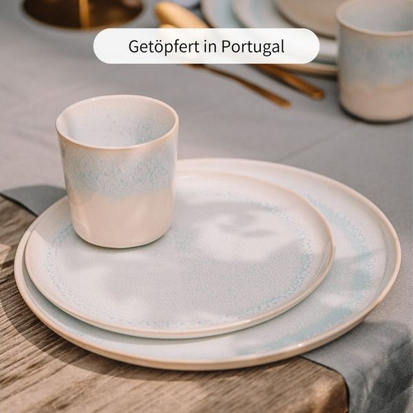 Econovo Geschirr-Set Handgefertigt (12-tlg), Steingut, Keramikgeschirr Made in Portugal