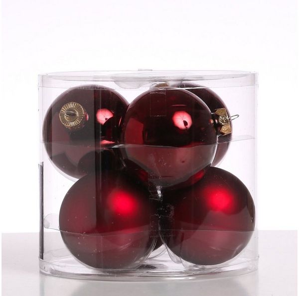 MARELIDA Weihnachtsbaumkugel Christbaumkugeln Weihnachtskugeln Glas 8cm glänzend matt weinrot 6St. (6 St)