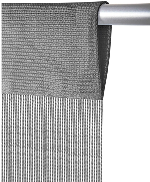 Fadenvorhang mit Stangendurchzug, individuell kürzbare Gardine, moderner und eleganter Dekorationsartikel in vielen Farben und Ausführungen Stangendurchzug Grau 90x250 cm