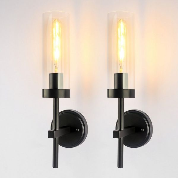 POPOLIC Wandleuchte Badezimmer-Wandleuchten-Set (2 Stück), modernes Wandleuchten-Set, fest verdrahtet, Badezimmer-Waschtischleuchte, klares Glas, geeignet für Wohnzimmer, Flur, Spiegel, Schlafzimmer, Treppen