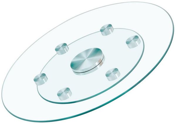 ANYSUN Tischplatte Glastischplatte,Zweistufige, drehbare runde Glasplatte. (Der obere Glasdurchmesser beträgt 61 cm, der untere 38 cm), Drehbare Glasplatte für Couchtisch – Transparent