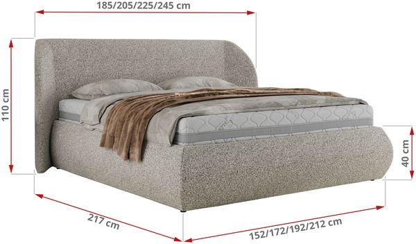Polsterbett mit Lattenrost, Doppelbett Bettkasten, Bettgestell mit Gasdruckfeder Foam Matratze - CAELA CLASSIC - 140 x 200 cm - Hellgrau Struktur - MIRO LUX Bild 4