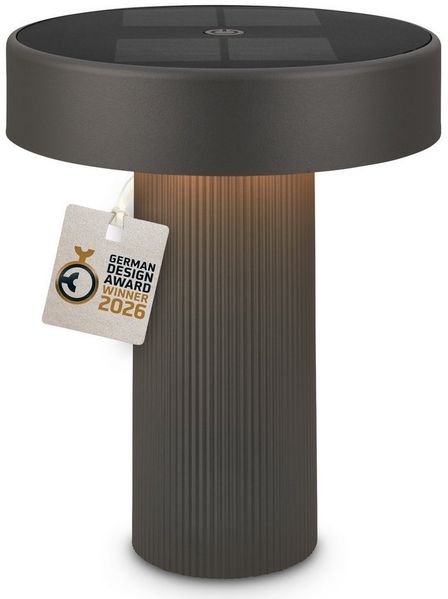 Briloner Leuchten LED Außen-Tischleuchte Solar Tischlampe kabellos Akku Touch dimmbar Design Award, LED wechselbar, Warmweiß, 16x20 cm, Akku tauschbar, Indoor/Outdoor, Wohnzimmer, Balkon