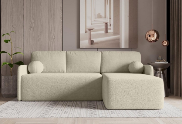 Compleo Ecksofa klein boucle, Eckcouch mit Schlaffunktion MODERNA Universell Bild 5