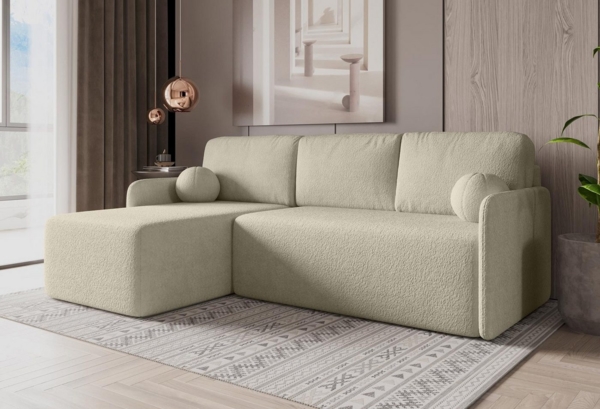 Compleo Ecksofa klein boucle, Eckcouch mit Schlaffunktion MODERNA Universell Bild 3