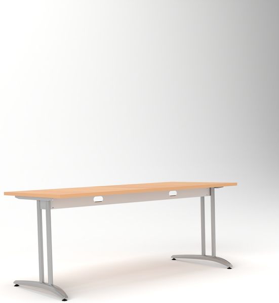Rheinland Möbel Statio Schreibtisch 180x80 cm höhenverstellbar ±10 mm in Buche – geräumiger Bürotisch für Homeoffice & Büro, C-Fuß, Kabelwanne, einfache Montage, FSC® zertifiziert