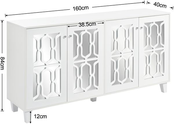 Sideboard 160x40x84 cm - Luxuriöses Design mit Spiegeloberfläche & 4 Türen Bild 7