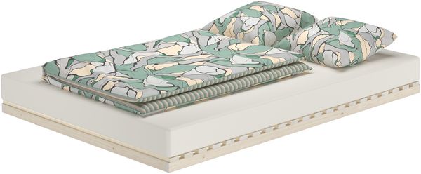Niederflurbett metallfrei 140x200 Futon metallfreier Lattenrost, Fichte unbehandelt V-60.97-14ohne Zubehör
