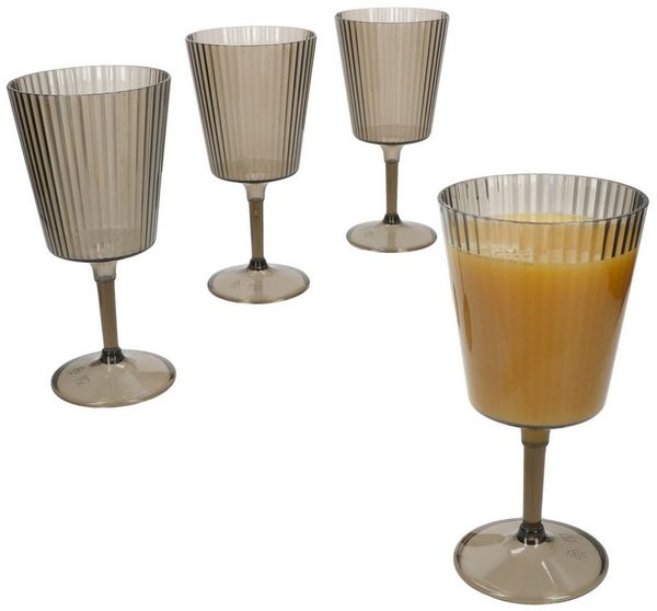 MamboCat Weinglas 4x ToGo Kunststoff-Weingläser grau 350 ml Camping Geschirr Outdoor, Kunststoff