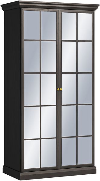 AX LIVING Kleiderschrank mit Spiegel Levantos – 102,5 cm Schwarz Graphit