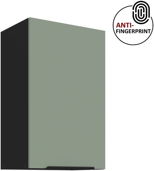 Küchen Hängeschrank 45 cm ARIA Aquamarin ultra matt + Schwarz matt, hochwertige Fronten mit Anti Fingerprint Beschichtung Küchenzeile Küchenblock