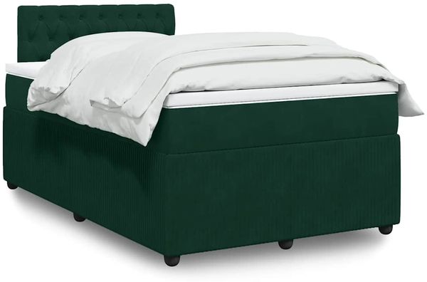 vidaXL Boxspringbett mit Matratze Dunkelgrün 120x190 cm Samt 3287695