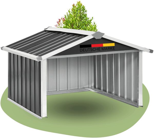 Mähroboter Garage aus Metall - 92x97x63cm | Dach Carport Überdachung für Rasenmäher Rasenroboter Automower Garten Mährobotergarage Regenschutz für Rasenmäher, Anthrazit