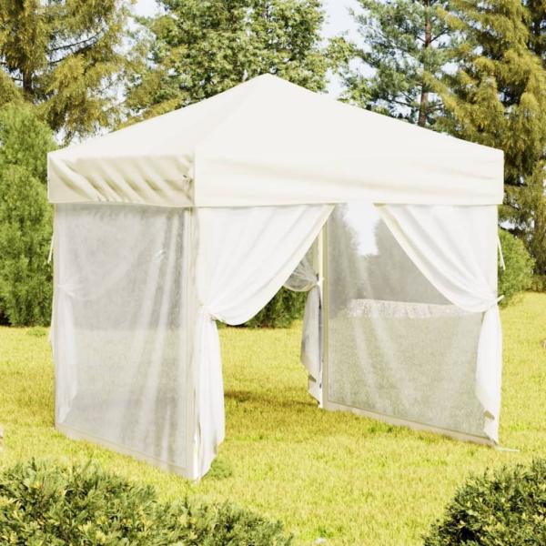 vidaXL Partyzelt Faltbar mit Seitenwänden Creme 2x2 m 93508