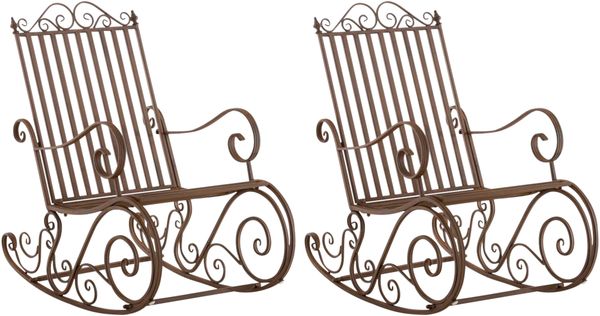 CLP 2er Set Schaukelstühle Smilla Schwingstühle mit hoher Rückenlehne,braun
