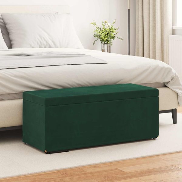 vidaXL Hocker Dunkelgrün 101 x 41 x 40 cm Samt und Engineering Holz 876797
